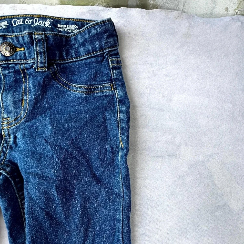 Cat & Jack Straight Jeans Boys 8 Blue Denim Medium Wash Super Stretch Streetwear